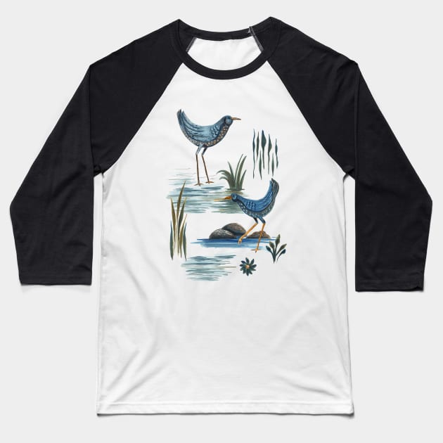 Water Birds Baseball T-Shirt by SWON Design